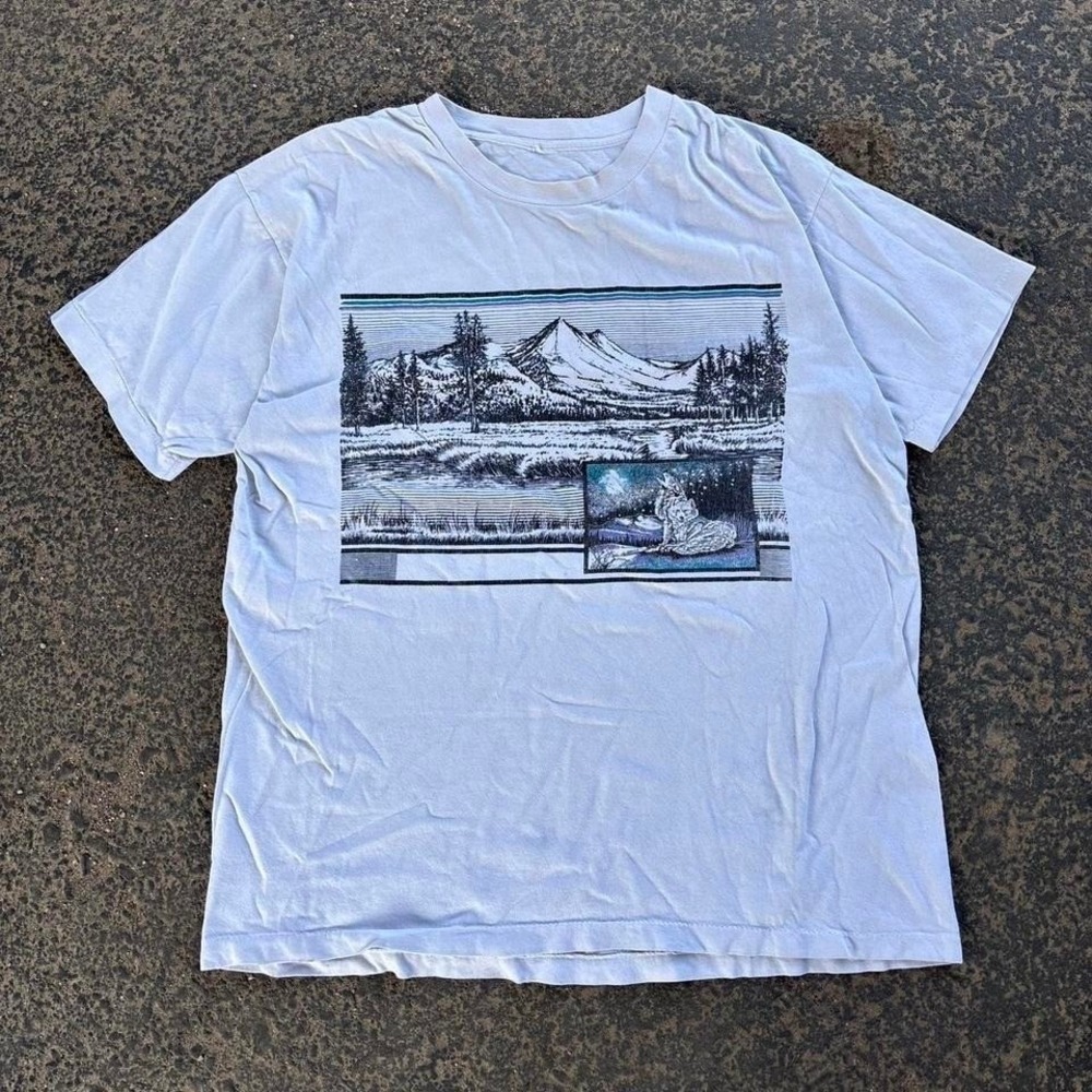 Vintage 90's Single Stitch Nature Destination Shirt  Wolf Mountain Shirt